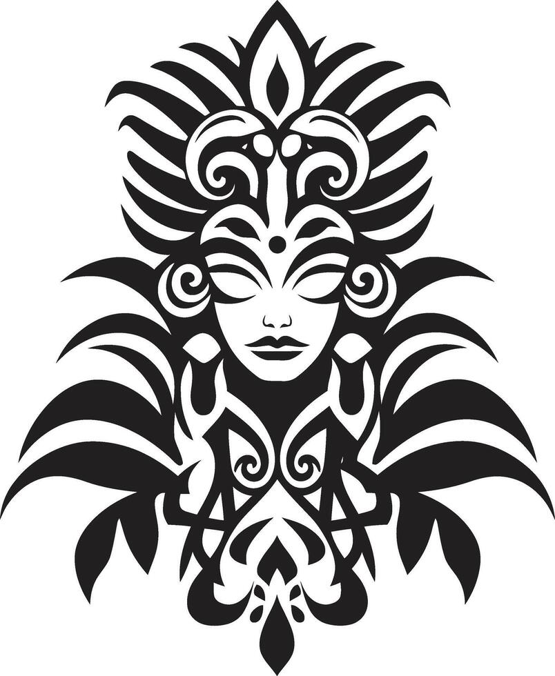 Oceanic Opulence Hawaiian Woman Symbol Tiki Treasures Tribal Woman Graphic Element vector