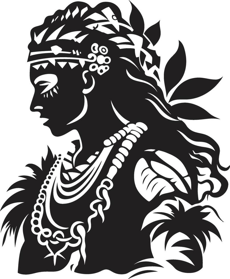 Island Blessings Hawaiian Woman Graphic Element Tribal Temptation Hawaiian Woman Symbol in Black vector