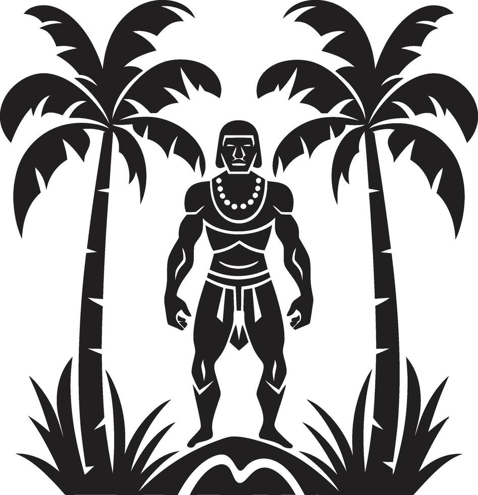Tropical Tranquility Hawaiian Woman Graphic Element Island Pride Tribal Woman in Black vector