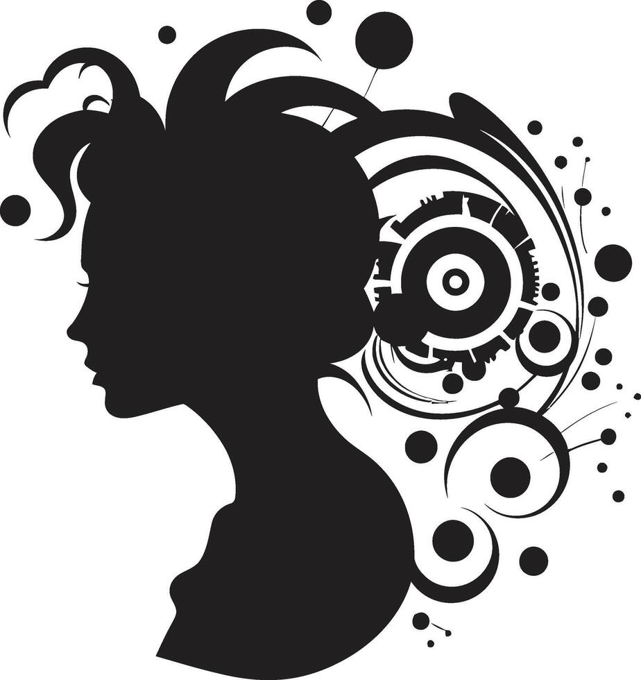 Blossom Noir Floral Face Symbol Shadowed Whispers Black Floral Woman vector