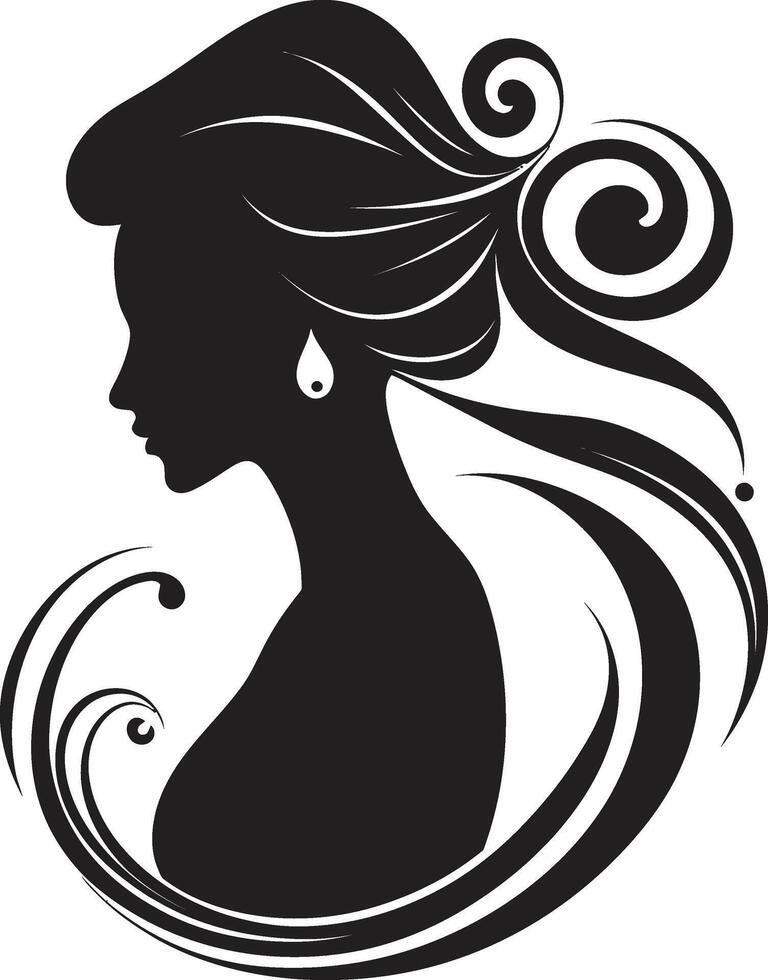 Noir Bloom Beauty Floral Face Graphic Obsidian Whisperer Black Floral Woman vector