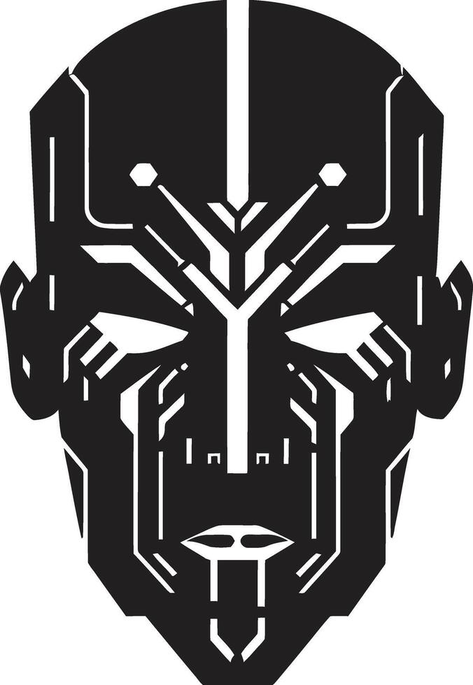 Mechanical Mind Futuristic Face Technological Titan Cyberrobot Head Graphic vector