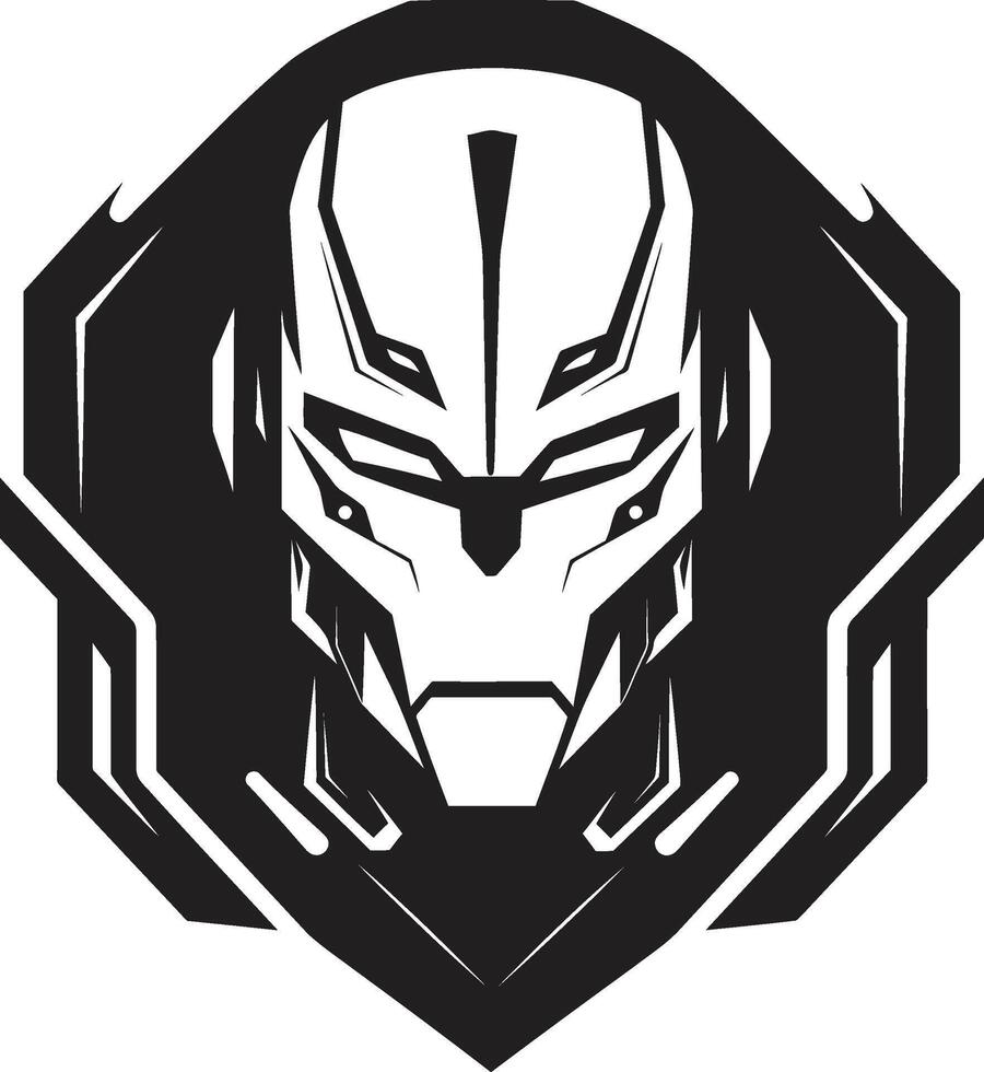 Futuristic Fusion Black Cyberrobot Head Digital Dynamo Cybernetic Face vector