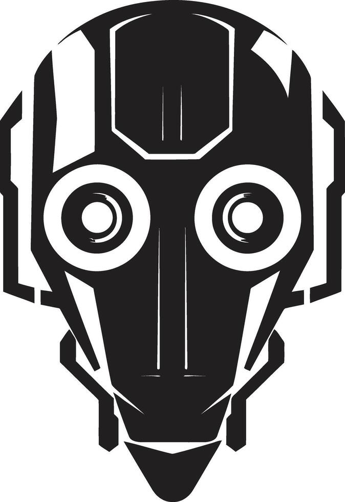 Metallic Maestro Cyberrobot Head Digital Dynamo Cybernetic Face Symbol vector