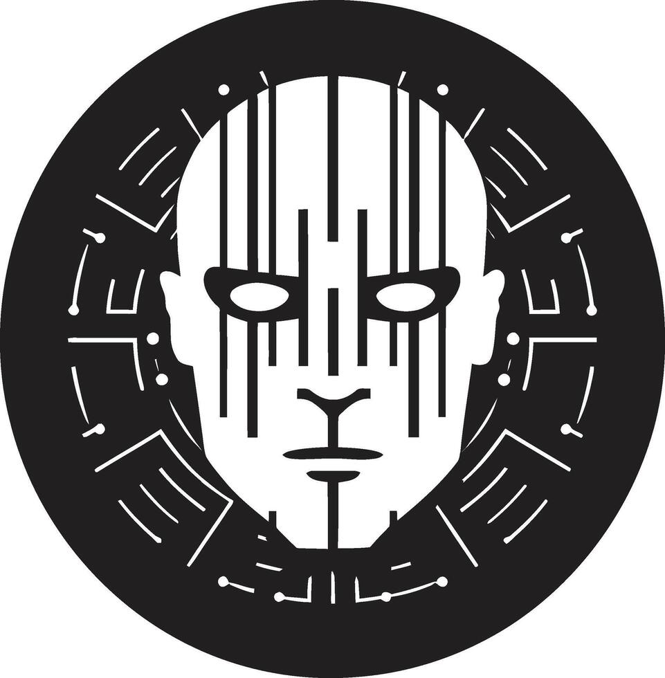 Robotic Resonance Cybernetic Face Techno Trooper Black Cyberrobot Head Symbol vector