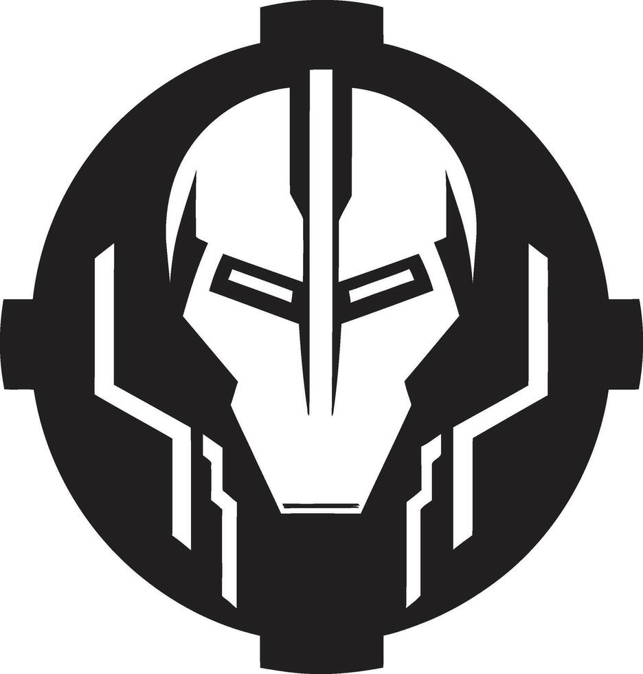 Electronic Evolution Cybernetic Face Symbol Futuristic Fusion Black Robot Face vector