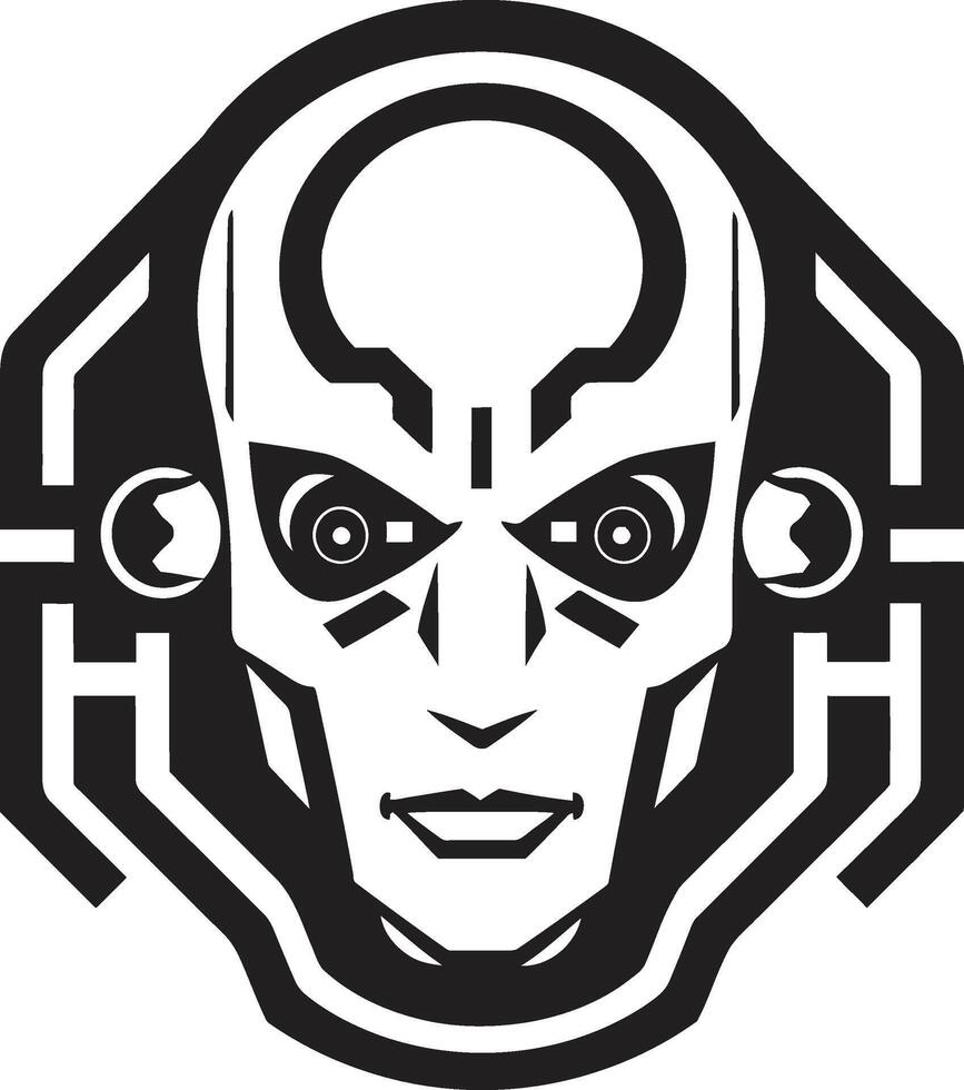 Digital Cerebrum Black Cyberrobot Cybernetic Visionary Robot Face vector