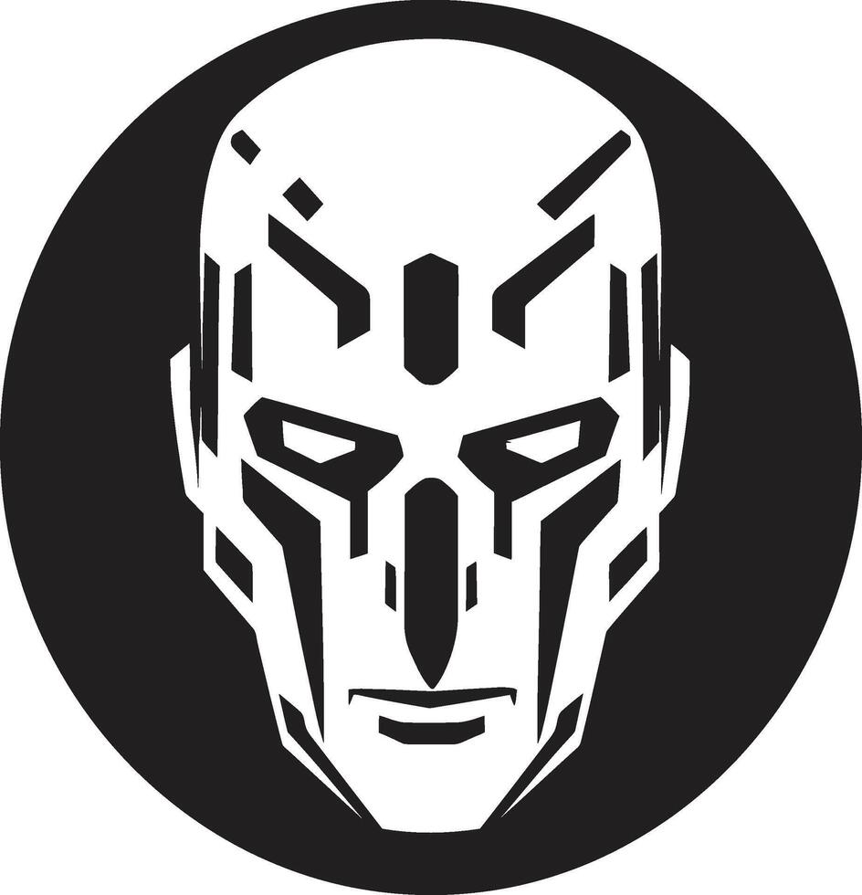 Electronic Enigma Cybernetic Head Symbol Robotic Rhapsody Black Cyberrobot Face vector