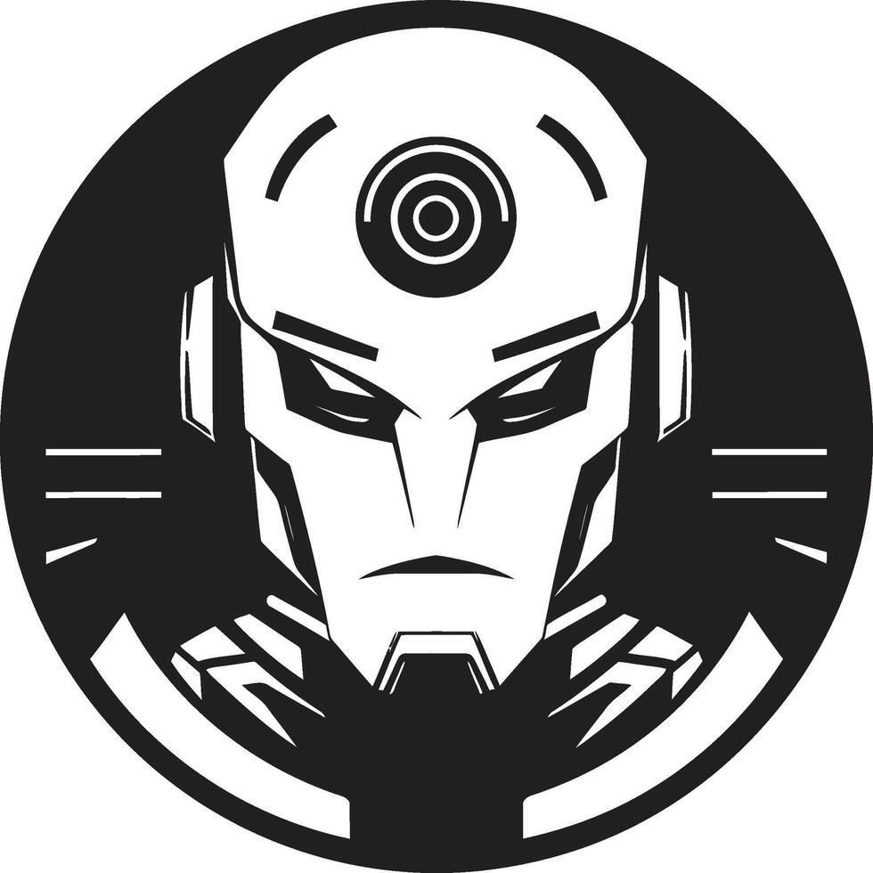 Electronic Enigma Cybernetic Face Symbol Robotic Rhapsody Black Robot Face vector