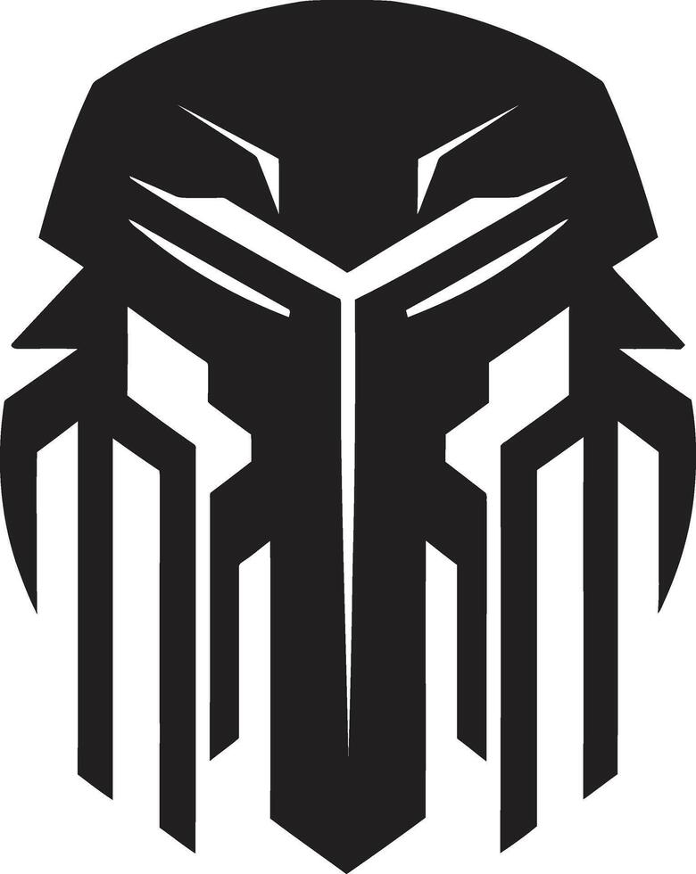 Cybernetic Sentinel Futuristic Head Electronic Enigma Cyberrobot Face Symbol vector