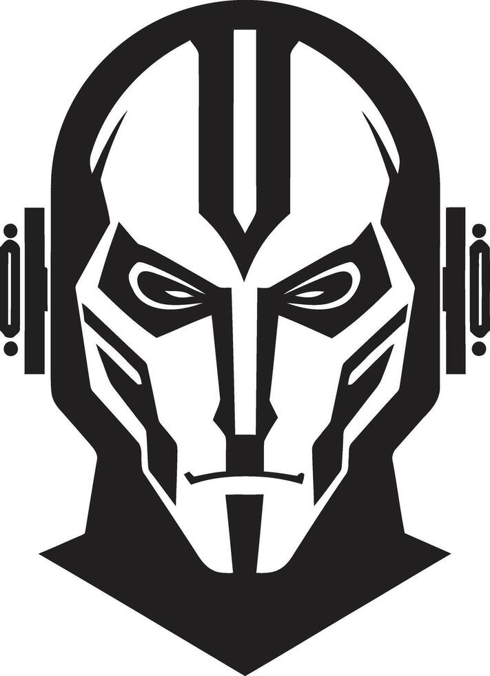 Digital Dynamo Cybernetic Face Symbol Cybernetic Crusader Black Robot Face vector