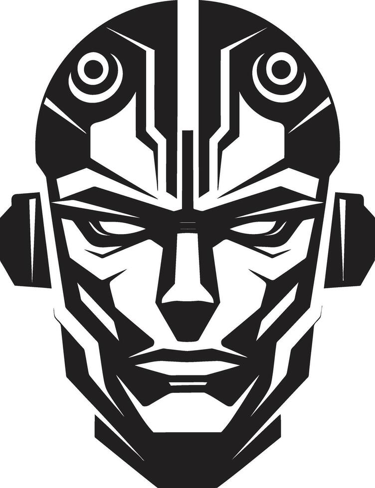 Digital Cerebrum Black Robot Face Cybernetic Visionary Cyberrobot Head vector