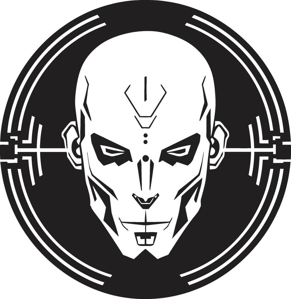 Techno Titan Cyberrobotic Face Symbol Electronic Enigma Black Robot Face vector