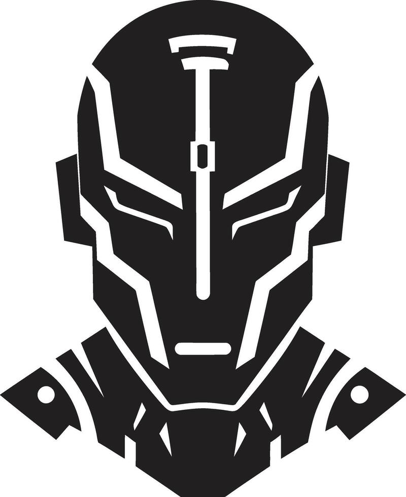 Cybernetic Spectacle Black Robot Face Techno Titan Cyberrobot Head vector
