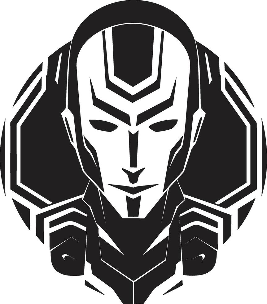 Robotic Revelation Cybernetic Head Symbol Digital Sentinel Robot Face vector