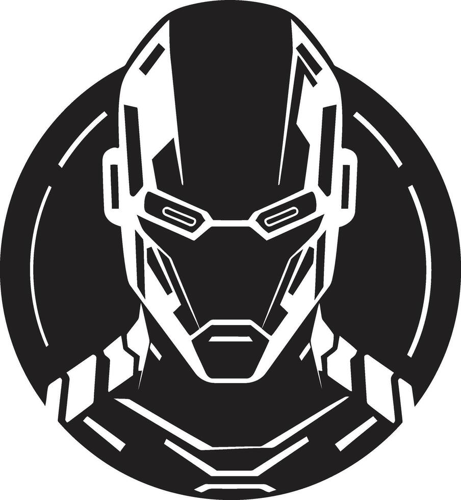 Digital Dynamo Robot Face Cybernetic Spectacle Futuristic Head vector