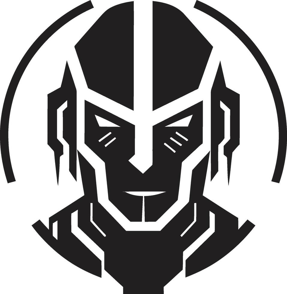 Techno Triumph Cyberrobot Head Digital Dynamo Cybernetic Face Symbol vector