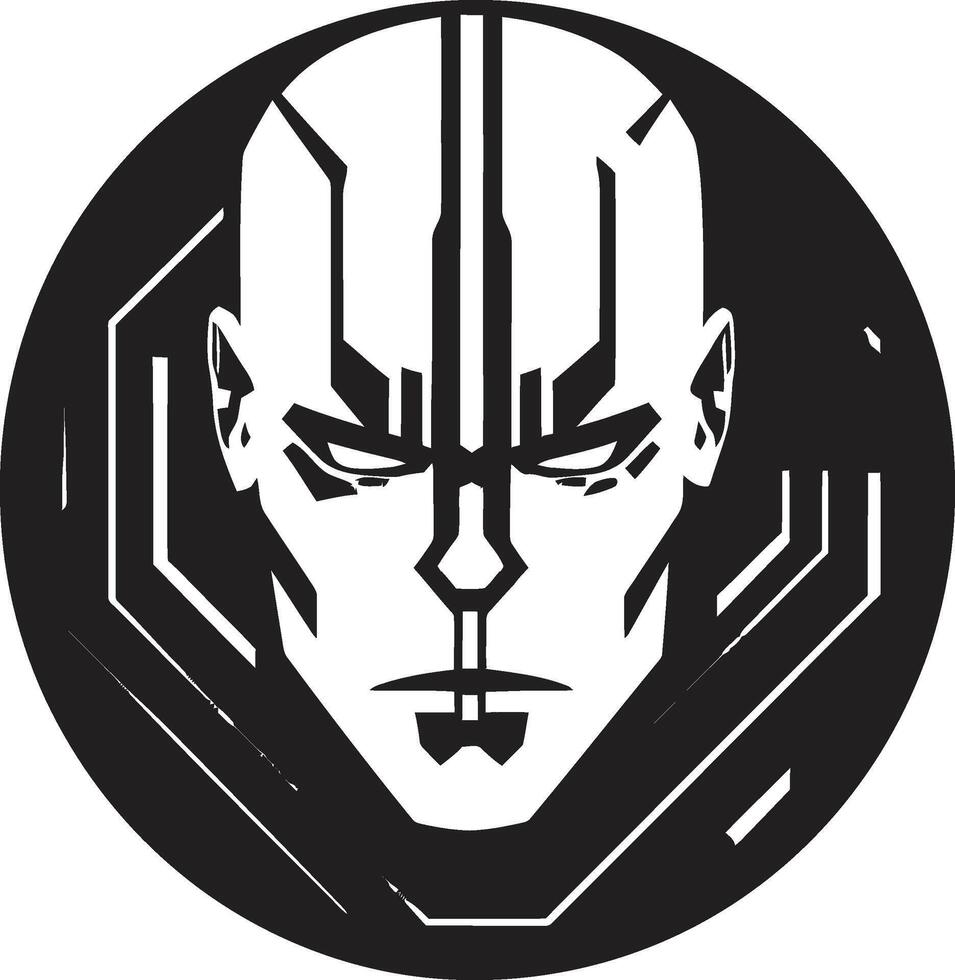 Digital Automaton Robotic Face Symbol Techno Android Cyberrobotic Head vector