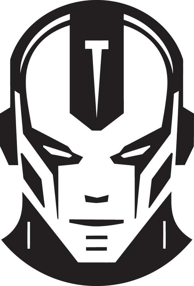 Techno Titan Cyberrobotic Head Electronic Enigma Cybernetic Face Symbol vector