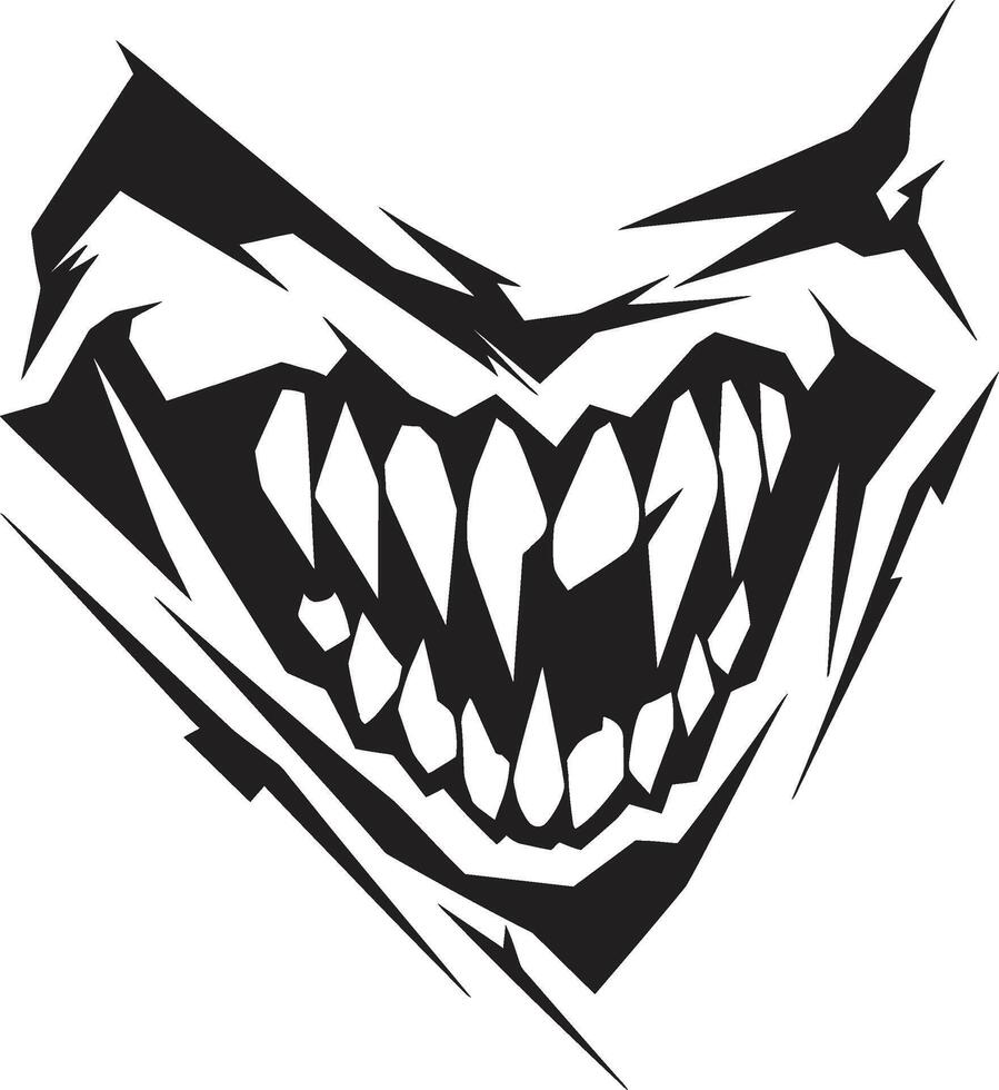 Monstrous Bite Evil Jaw Symbol Demonic Grin Sinister Creature Mouth Graphic vector