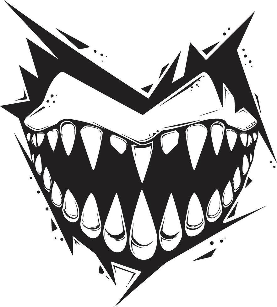 Eerie Jaws Black Creature Mouth Vicious Grin Evil Jaw Element vector