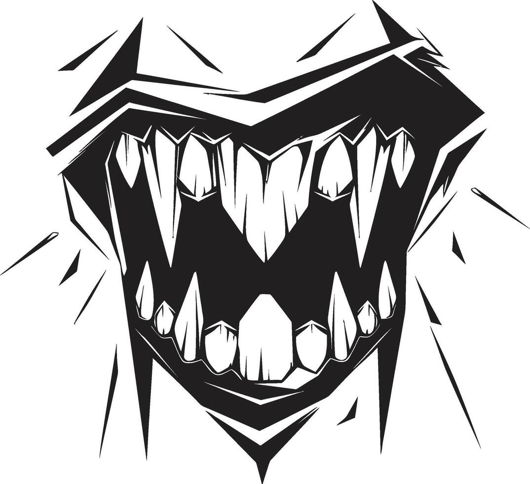 Shadowed Fangs Evil Creature Nightmarish Maws Sinister Mouth Element vector