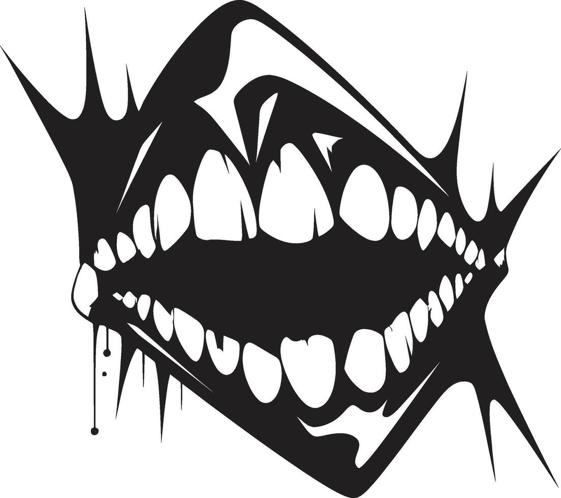 Shadowed Grin Evil Mouth Monstrous Maws Sinister Creature vector