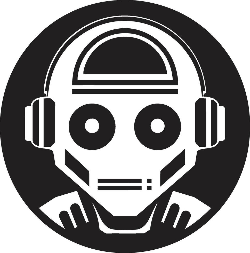 Robotic Revelation Black Robot Futuristic Fusion Cybernetic Head vector