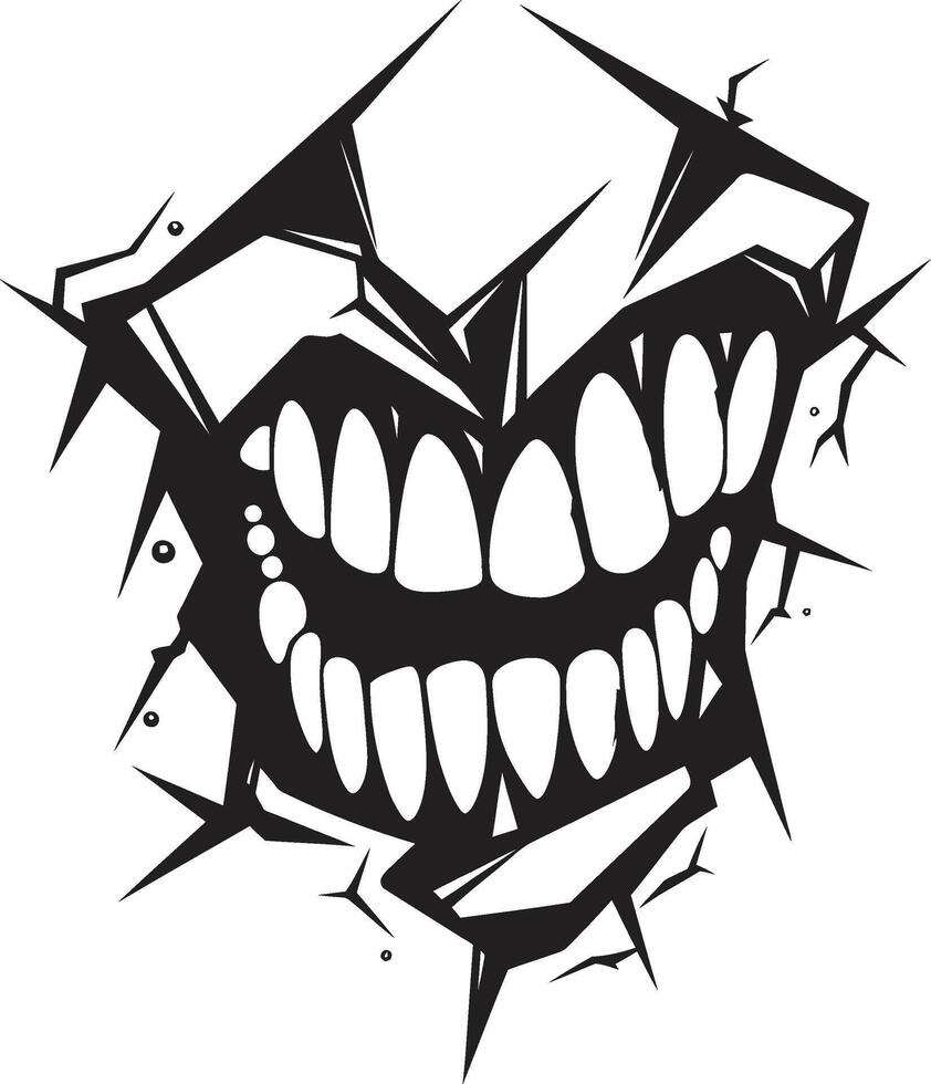 Vicious Maws Black Jaw Element Malicious Bite Evil Mouth Graphic vector