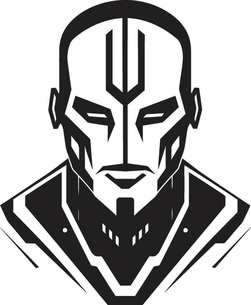 Techno Titan Black Cyberrobot Electronic Enigma Robot Face vector