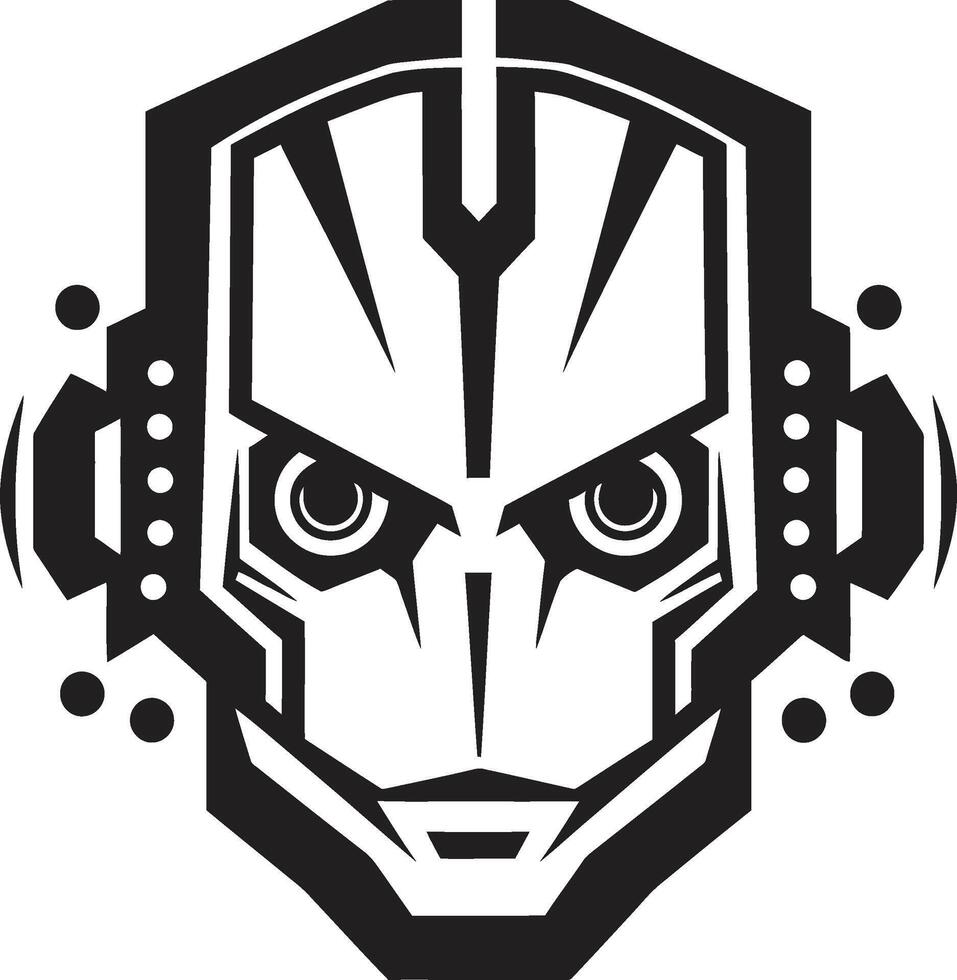 Techno Triumph Robot Metallic Maestro Black Cybernetic Head vector