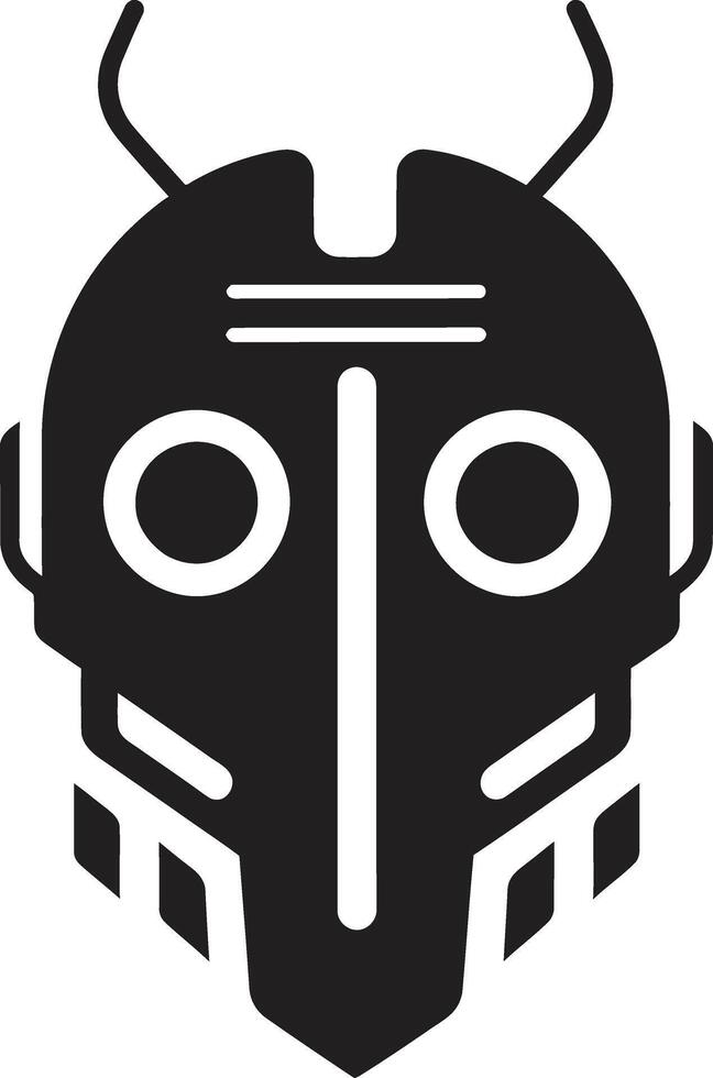 Digital Dynamo Cybernetic Face Symbol Techno Titan Robot vector