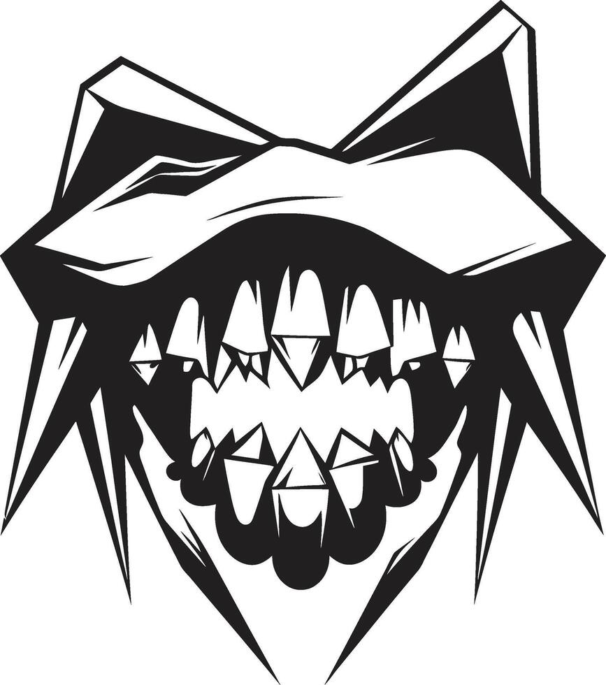 Macabre Maws Sinister Jaw Element Maleficent Fangs Black Creature Mouth Symbol vector