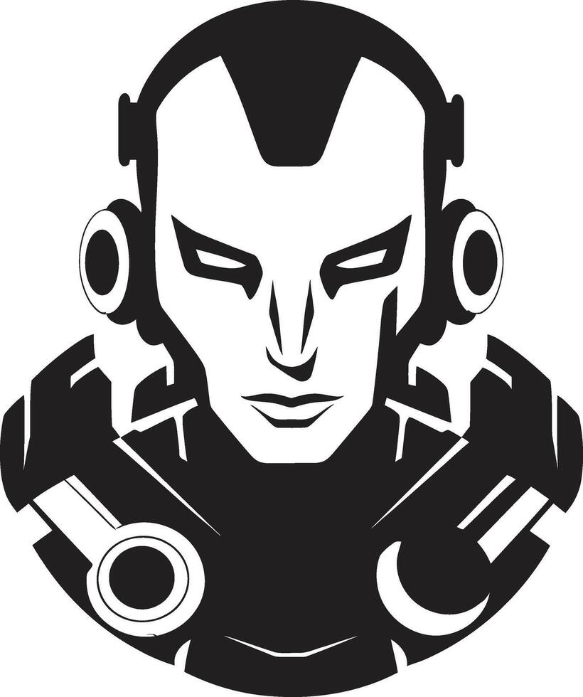 Electronic Avatar Futuristic Robot Techno Triumph Black Cyberrobot Head vector