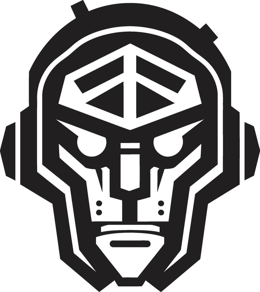 Futuristic Fusion Cybernetic Face Sinister Fangs Jaw vector