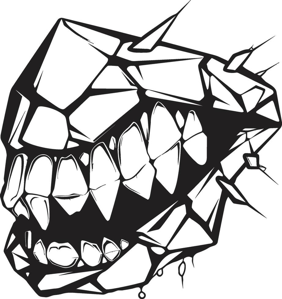 Maleficent Fangs Black Creature Mouth Symbol Haunting Grin Evil Jaw Element vector