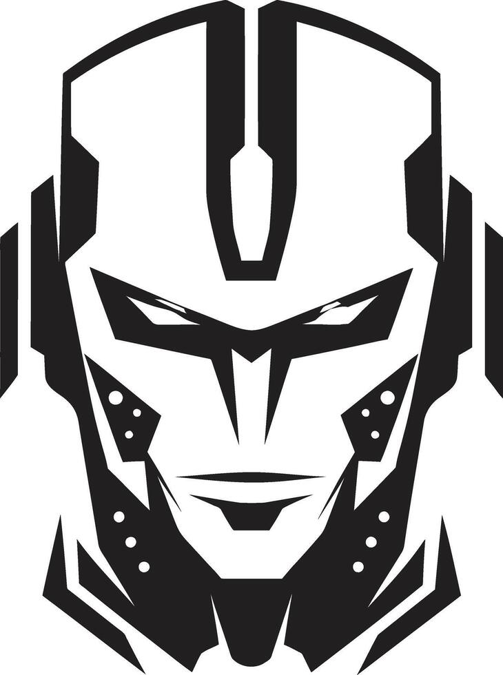 Techno Triumph Futuristic Robot Symbol Metallic Maestro Cybernetic vector