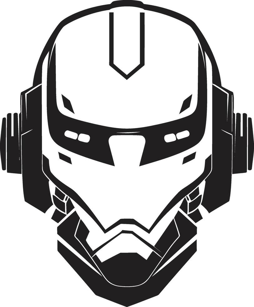 Robotic Revelation Black Robot Face Electronic Evolution Cybernetic Head Symbol vector