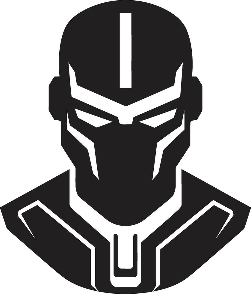 Metallic Maestro Robot Face Head Digital Dynamo Cybernetic Head Symbol vector