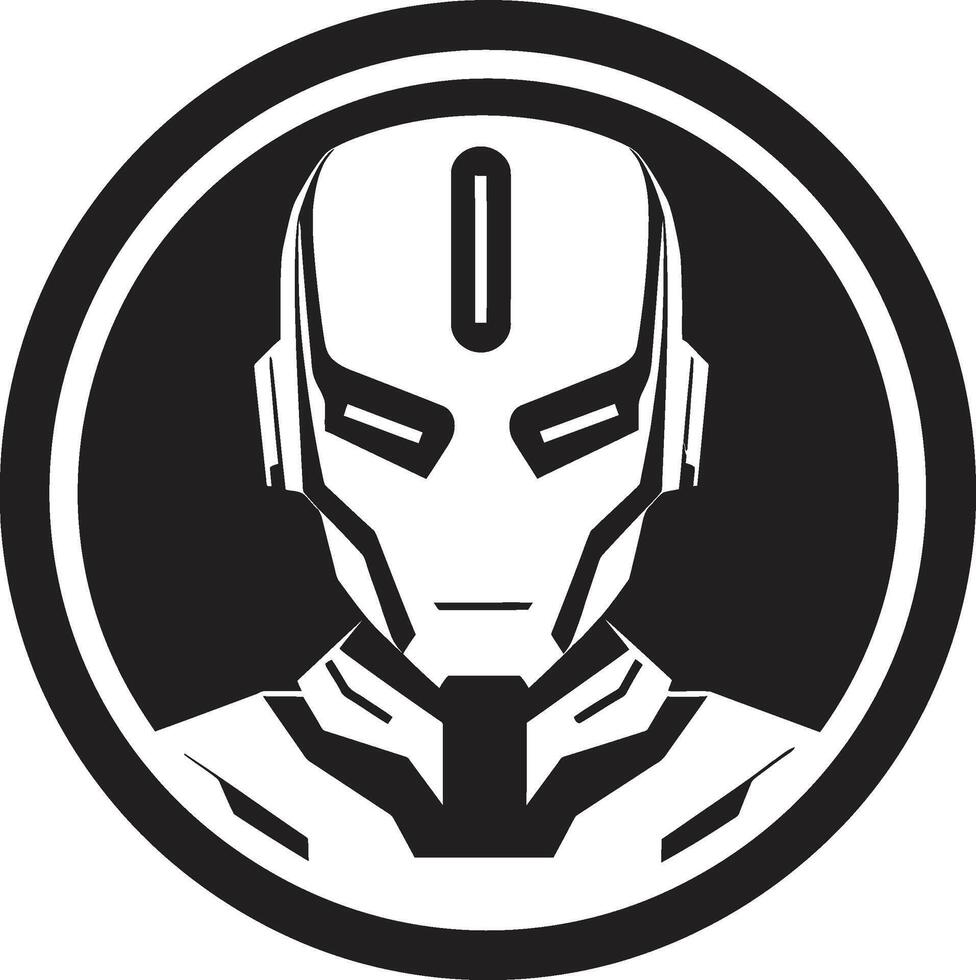 Technological Triumph Cyberrobotic Head Electronic Evolution Black Robotic Face Symbol vector