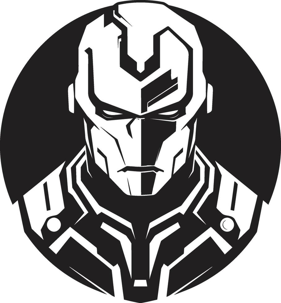 Digital Dynamo Cybernetic Face Symbol Cybernetic Spectacle Black Robot Face vector
