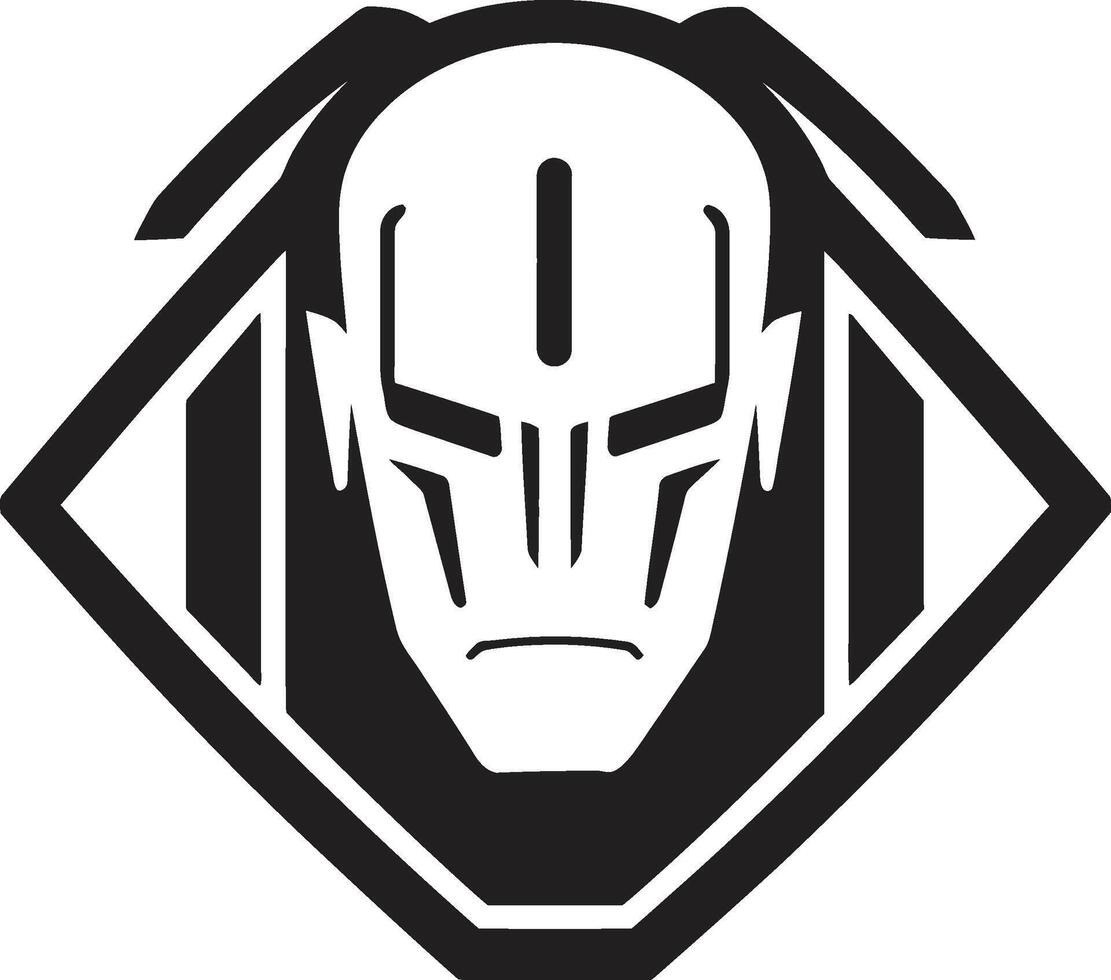 Cybernetic Visionary Black Robot Face Circuitry Conductor Cyberrobot Head Symbol vector