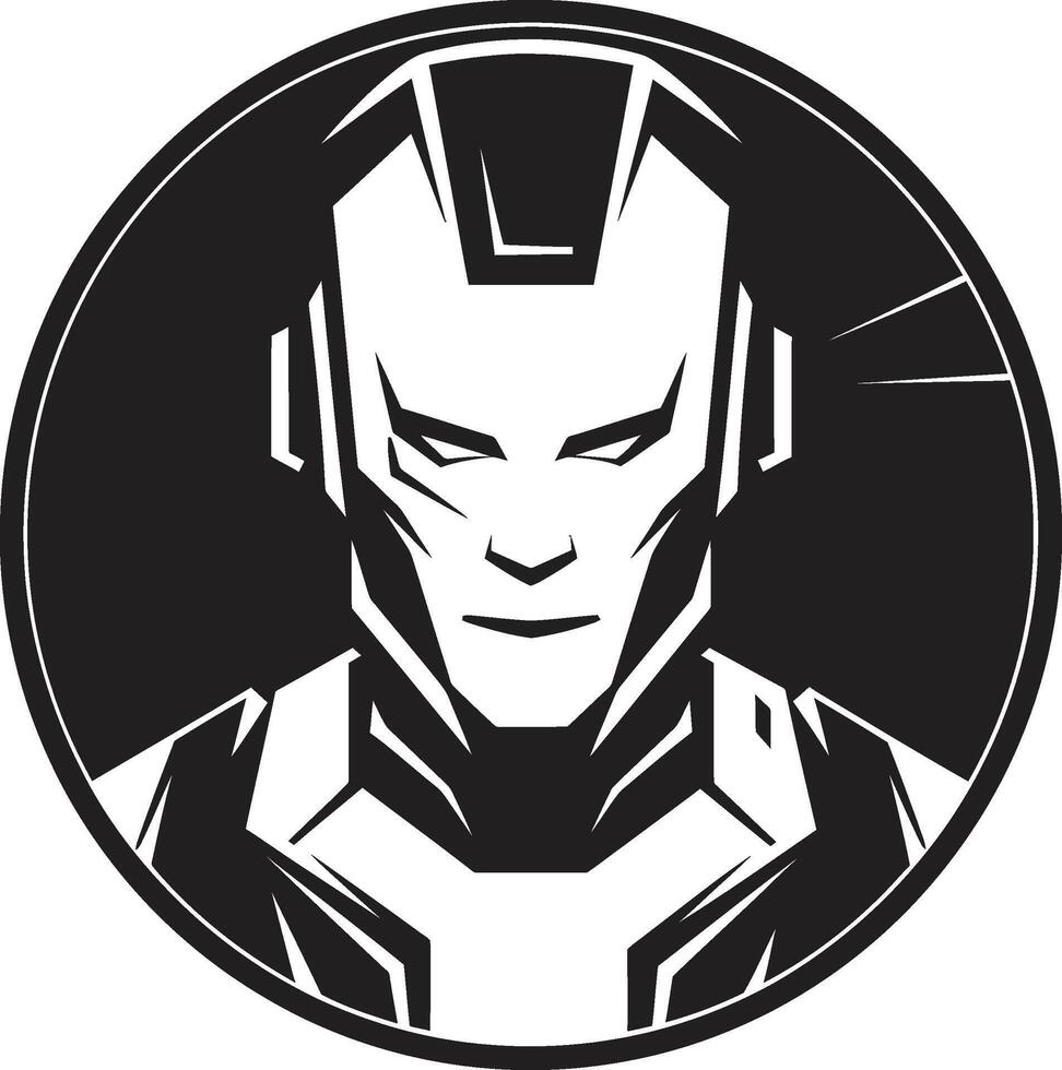 Digital Sentinel Robot Face Technological Triumph Cyberrobotic Head vector