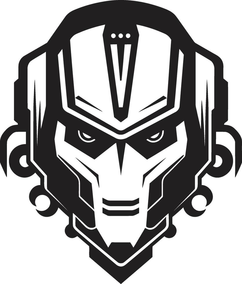 Futuristic Gaze Black Cyberrobot Cybernetic Sentinel Robotic Head Symbol vector