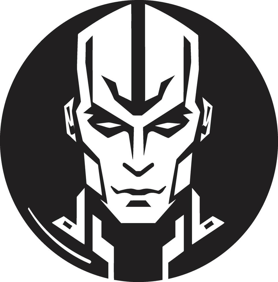 Circuitry Conductor Black Cybernetic Face Symbol Electronic Avatar Cyberrobotic Face vector