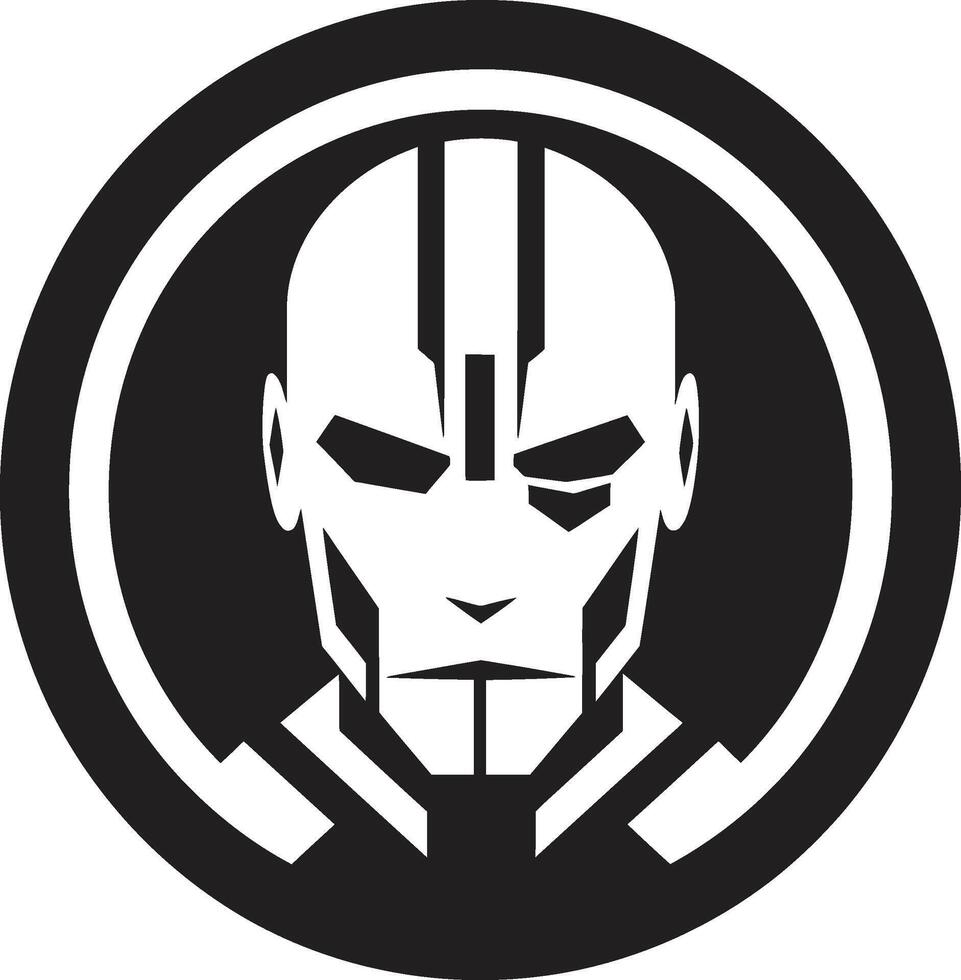 Futuristic Fusion Black Robot Face Metallic Maestro Cyberrobot Head vector