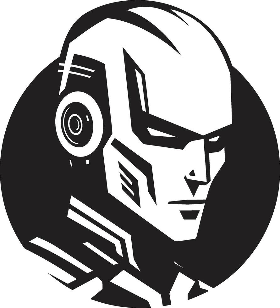 Futuristic Gaze Robot Face Cybernetic Sentinel Cyberrobotic Head Symbol vector