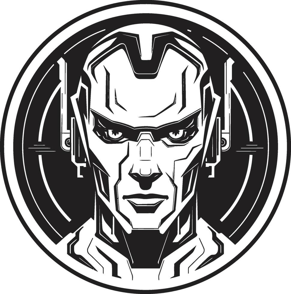 Mechanical Marvel Cybernetic Digital Cerebrum Futuristic Face vector