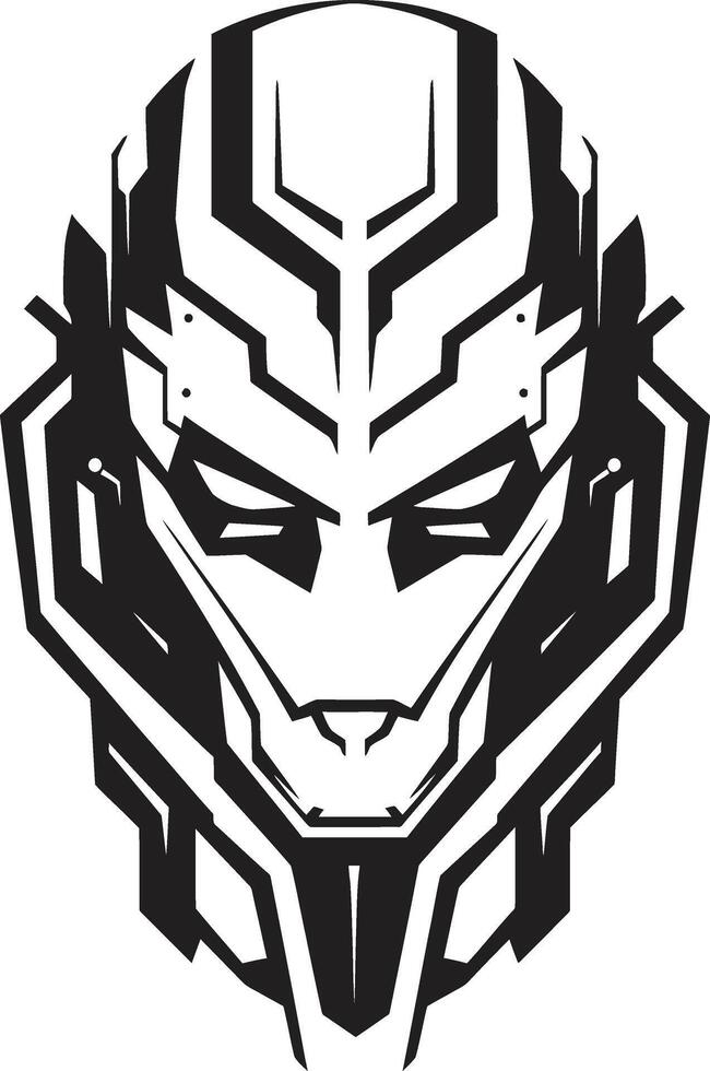 Cybernetic Sentinel Cyberrobotic Head Symbol Mechanical Monarch Black Robot Face vector