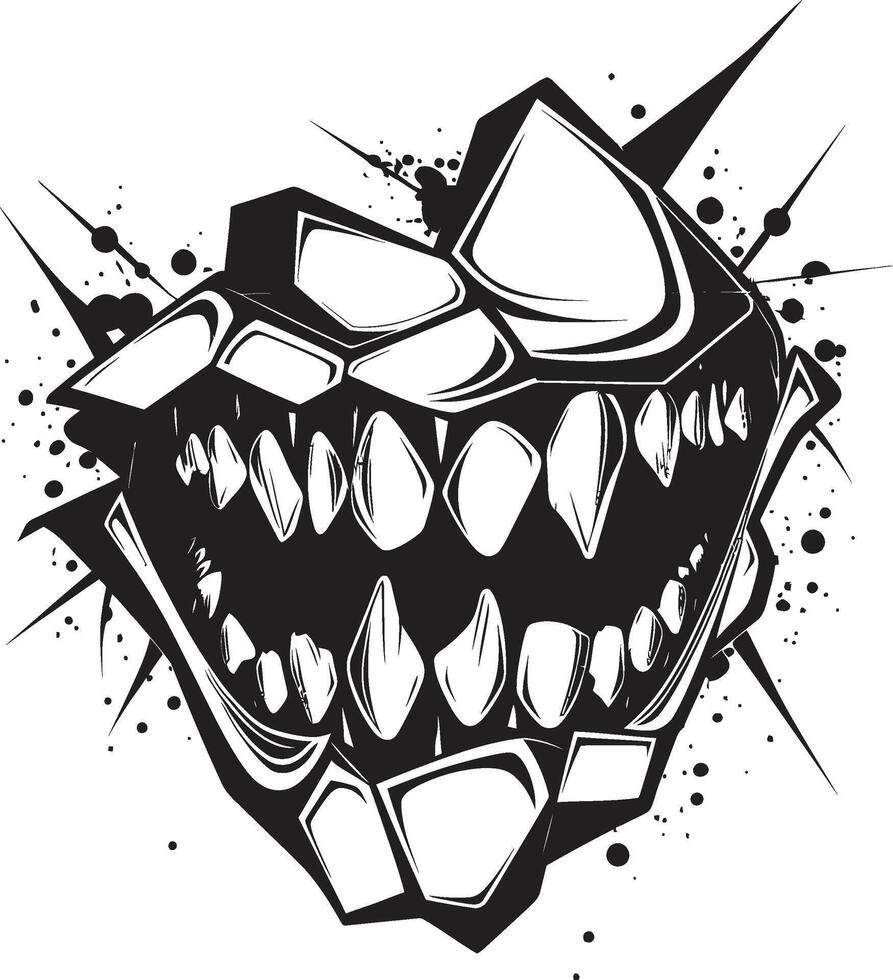 Demonic Bite Black Jaw Element Wretched Jaws Evil Creature Mouth Symbol vector